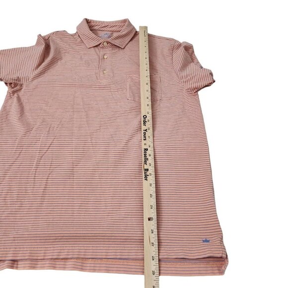 Peter Millar Polo Shirt Mens Medium Orange Striped Seaside Wash Golf Preppy - Picture 11 of 11